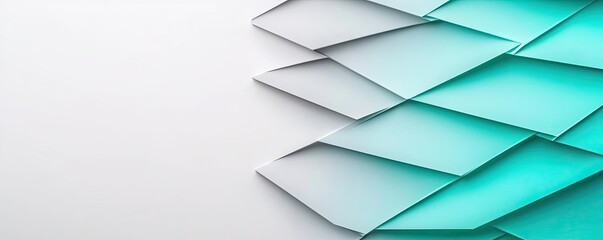 Canvas Print - Symmetry gradient idea. Abstract layers in gradient shades of teal and white create a modern visual effect.