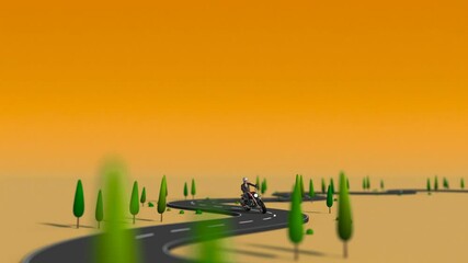 Wall Mural - Animation of a motorcycle running on a curve.
It runs forever without interruption.