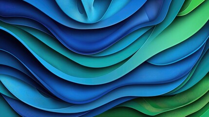 Sticker - Vivid gradient concept. Vibrant, flowing layers of blue and green create a captivating abstract visual.