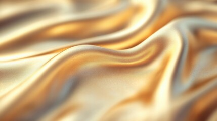 Wall Mural - The luxurious gold fabric cascades in gentle waves, reflecting light and creating a soft, inviting texture that captivates the eye