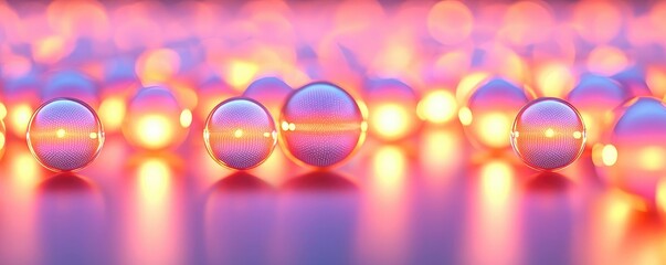 Sticker - Minimal symmetry concept. Colorful glass spheres create an abstract, mesmerizing pattern with glowing lights.