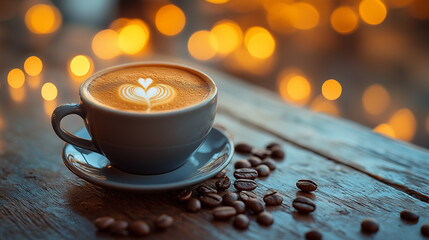 Wall Mural - coffee in the morning with love from the heart
