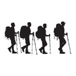 © KafiulBari - Set of silhouette of Hiking man. hikers with rucksacks and backpack silhouette.