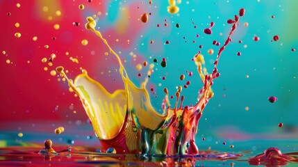 Canvas Print - Vibrant paint splash explosion, colorful background, studio shot, advertising