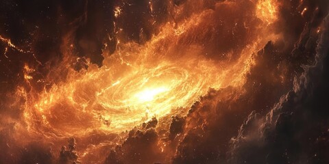 Aufkleber - A galaxy engulfed in a massive cosmic storm, with swirling clouds of gas and dust illuminated by powerful bursts of energy