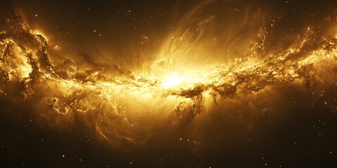 Aufkleber - A galaxy engulfed in a massive cosmic storm, with swirling clouds of gas and dust illuminated by powerful bursts of energy