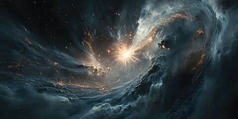 Aufkleber - A celestial event in a distant galaxy, with supernovae exploding, new stars forming, and cosmic waves rippling through space