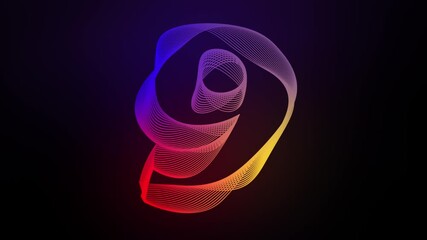 Wall Mural - 3D Number 9 nine moving swirling lines animation on dark gradient background abstract dynamic motion graphics particle glow typography visual effect rainbow digital