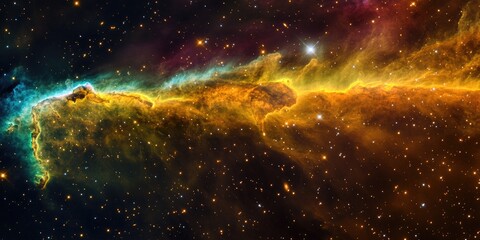 Aufkleber - A close-up view of a nebula within a galaxy, with vibrant colors of gas and dust illuminated by nearby stars, creating a cosmic masterpiece