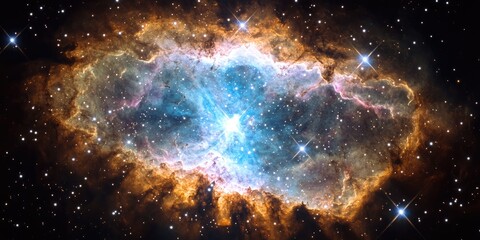 Poster - A close-up view of a nebula within a galaxy, with vibrant colors of gas and dust illuminated by nearby stars, creating a cosmic masterpiece
