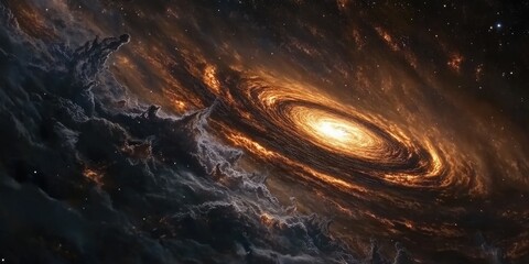 Aufkleber - A black hole at the center of a galaxy, pulling in stars and matter with its immense gravity, surrounded by swirling gas and light