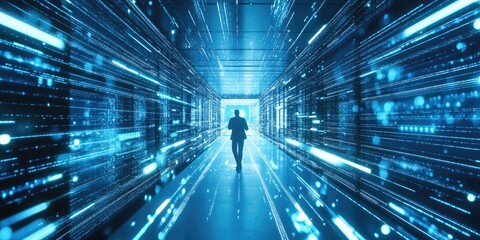 Aufkleber - Digital transformation and automation in business, focusing on the optimization of processes through cloud computing and enhanced customer service management.