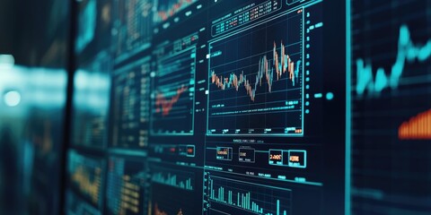 Aufkleber - Business finance technology in 2025, focusing on stock market investments, digital assets, and forex trading data analysis for business growth and success.