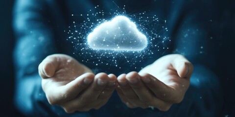 Leinwandbilder - Concept of digital transformation and process automation, focusing on optimizing business operations through cloud computing and customer service enhancements.