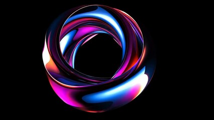 Wall Mural - Abstract 3D Render: Iridescent Torus in Dark Space