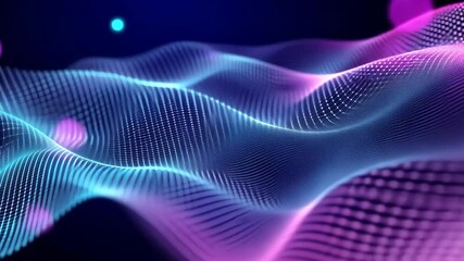 Wall Mural - Abstract Digital Waveform: Neon Hues and Glowing Grid