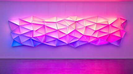 Vivid gradient idea. Colorful abstract wall art featuring geometric shapes and vibrant lighting.