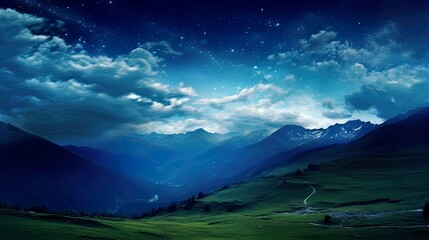 Wall Mural - night landscape with colorful milky way beautiful mountain starry sky with milky way space backgroun
