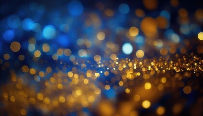 Wall Mural - Shimmering Blue and Gold Glitter in a Defocused Background for Creative Projects and Visual Designs