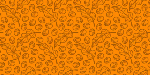 Wall Mural - Coffee beans pattern background. cafe pattern background. coffee beans background. Coffee beans wallpaper. Coffee Beans Illustration for packaging.