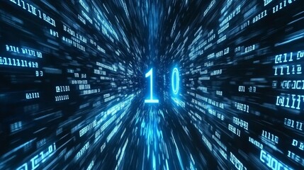 Abstract blue technology background with binary code  - ai
