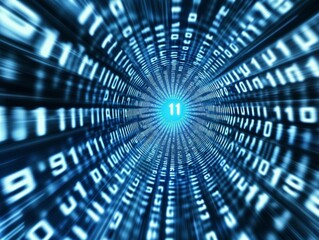 Abstract blue technology background with binary code  - ai