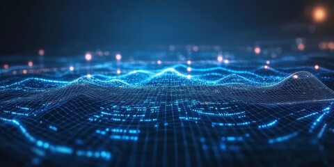 Abstract blue technology background with binary code  - ai