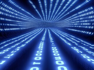 Abstract blue technology background with binary code  - ai