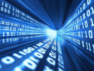 Abstract blue technology background with binary code  - ai