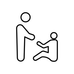 Wall Mural - Person help someone icon Thin line art isolated