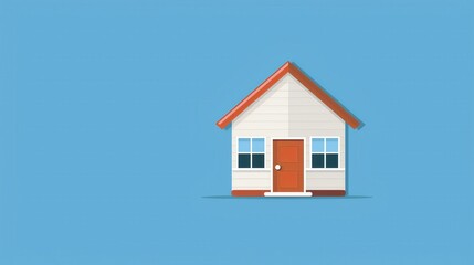 Simple house icon with a single door and window, minimalist style, ample white space on the right for text, clean lines