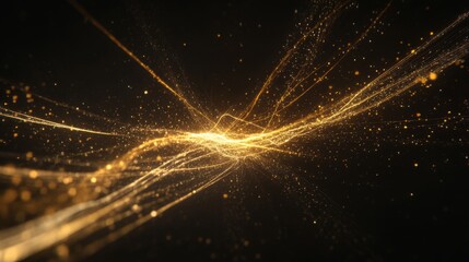 Fototapete - A burst of light emanating from a central point in space, radiating outward in all directions with light trails, representing the concept of light speed