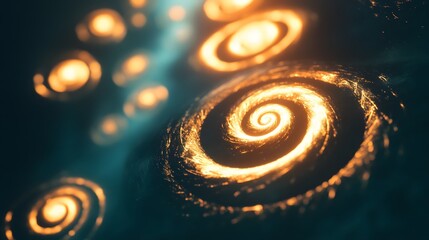 Wall Mural - dynamic swirling galaxy patterns cosmic space digital art dark void abstract viewpoint universe conc