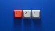 © feng - word loi with Computer keyboard keys.close up of Computer keyboard keys,Business Concept.3D rendering on blue background.