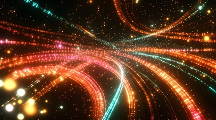 Wall Mural - dynamic light trails in space abstract digital art colorful background creative visualization futuri