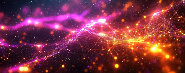 Wall Mural - plexus abstract background idea. abstract luminous digital background with vibrant colors and flowin