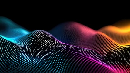 Wall Mural - plexus abstract background idea. colorful abstract waves with dots in vibrant shades creating a mesm