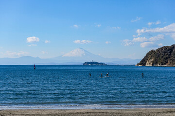 Wall Mural - 江ノ島と富士山