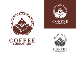 Wall Mural - Coffee Bean with circle logo design template. Coffee Vintage logo vector.