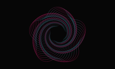 Wall Mural - Spirograph abstract element on a black background.
