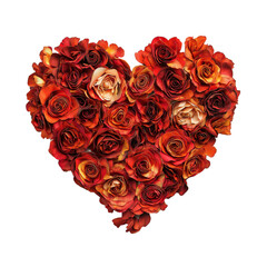 Wall Mural - Heart made of red roses, cut out, isolated on a transparent background