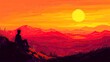 © Black_Stock - Sunset Silhouette: A Man Contemplates Majestic Mountain Landscape at Golden Hour