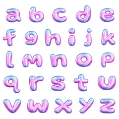 Wall Mural - a-z letters png sticker, 3d pink gradient balloon english alphabet set, transparent background