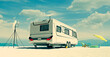 © Westend61 - Mobile home with Starlink and wind turbine in a desert under a blue sky, 3D illustration