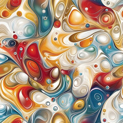 Wall Mural - Seamless abstract inky liquid bubbles pattern