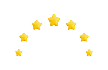 Wall Mural - vector cartoon 3d seven gold stars arc. realistic 3d render game achievements concept on white backg
