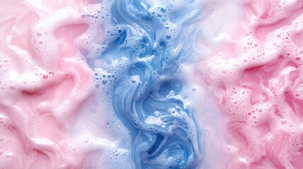Wall Mural - flowing patterns of colorful foam in water macro photography vibrant environment abstract concept