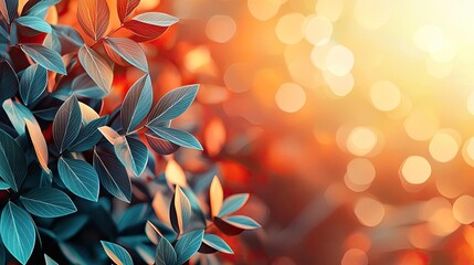 Poster - Triangle abstract background concept. A beautiful close-up of vibrant leaves illuminated by soft sunlight.