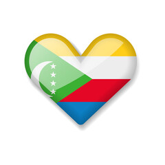 Wall Mural - Comoros - Shiny Flag in the Form of Heart. Vector Illustration.