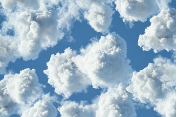 Wall Mural - A serene image featuring a collection of puffy white clouds against a bright blue sky